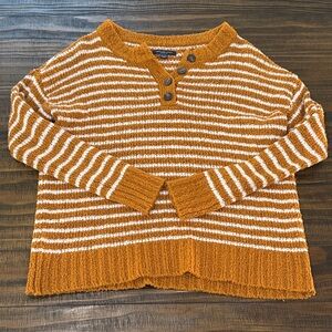 AE Mustard and White Striped Sweater